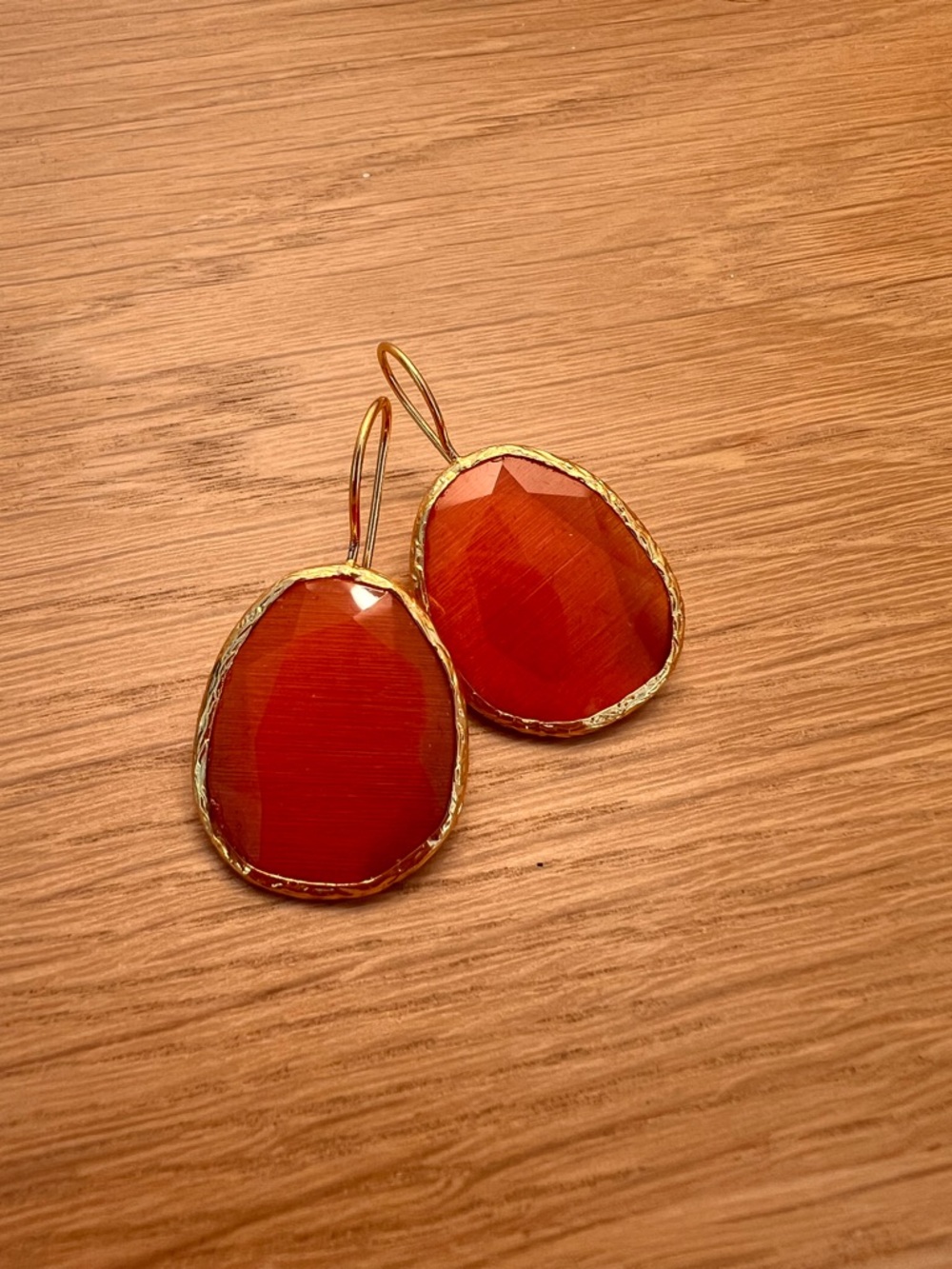 Gold-Trim Orange Faceted Drop Earrings